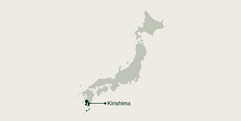 Map of Japan highlighting Kirishima in Kagoshima Prefecture, where Nio Teas tea is grown