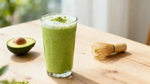 avocado matcha smoothie recipe with fresh avocado and matcha powder