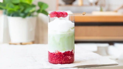 Raspberry Matcha Latte with Fresh Berry Flavor